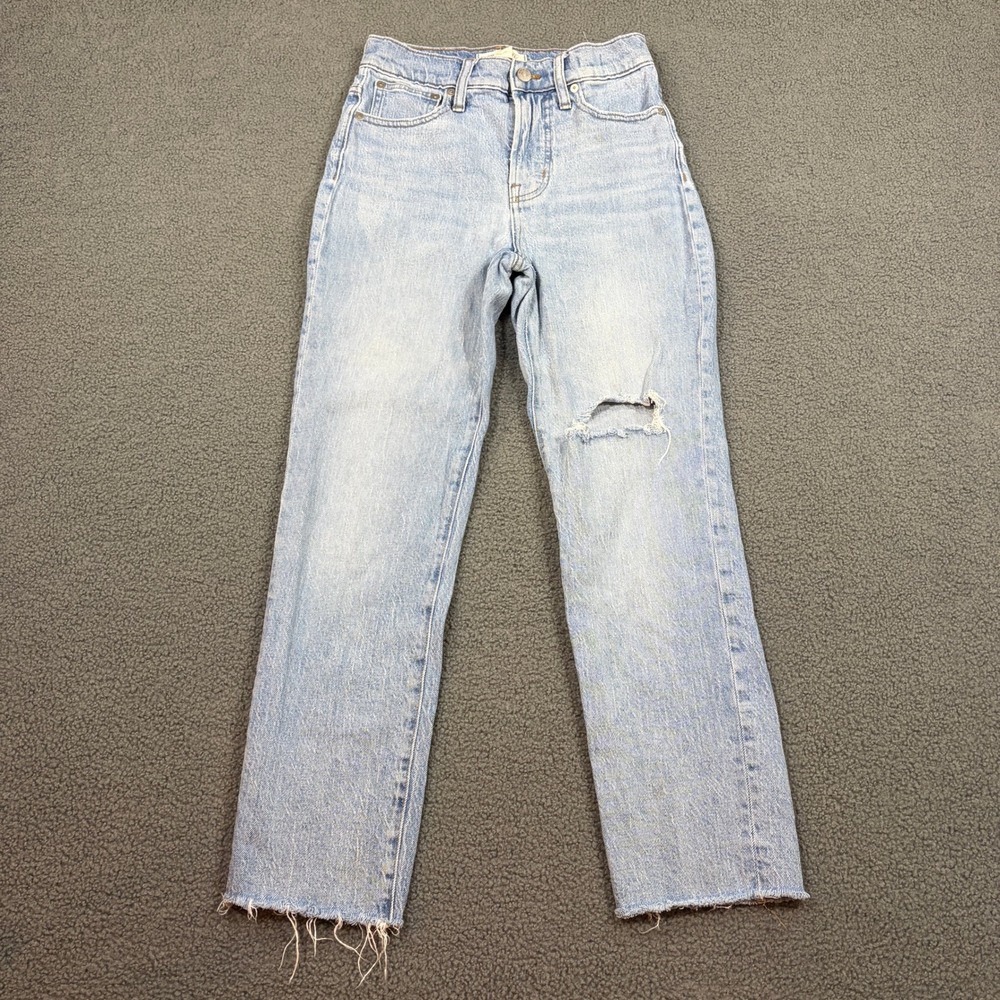 Madewell Jeans Womens 25 Light Blue The Perfect Vintage Crop Distressed 8589